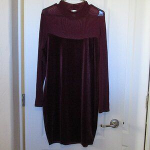 sheer mock turtleneck and velvet dress